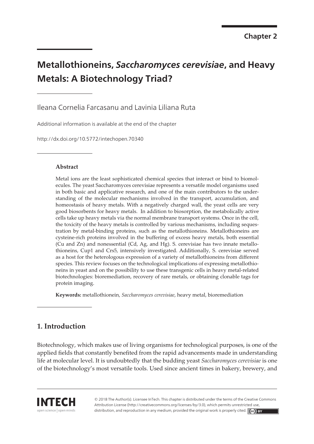 Metallothioneins, Saccharomyces Cerevisiae, and Heavy