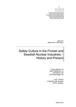 NKS-213, Safety Culture in the Finnish and Swedish Nuclear Industries