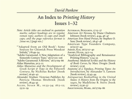 An Index to Printing History Issues 1–32
