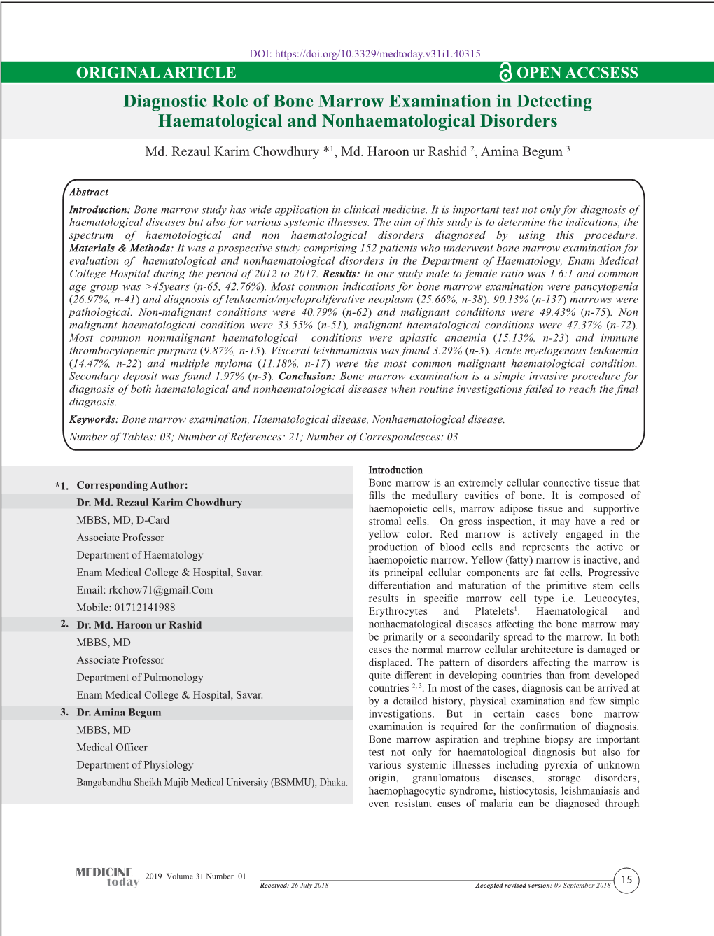 Diagnostic Role of Bone Marrow Examination in Detecting Haematological and Nonhaematological Disorders