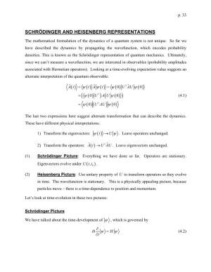 Schrödinger and Heisenberg Representations
