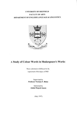 A Study of Colour Words in Shakespeare's Works