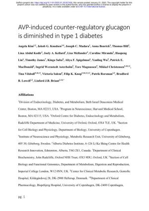 AVP-Induced Counter-Regulatory Glucagon Is Diminished in Type 1 Diabetes