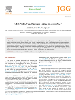 CRISPR/Cas9 and Genome Editing in Drosophila*