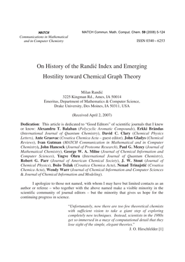 On History of the Randić Index and Emerging Hostility Toward Chemical Graph Theory