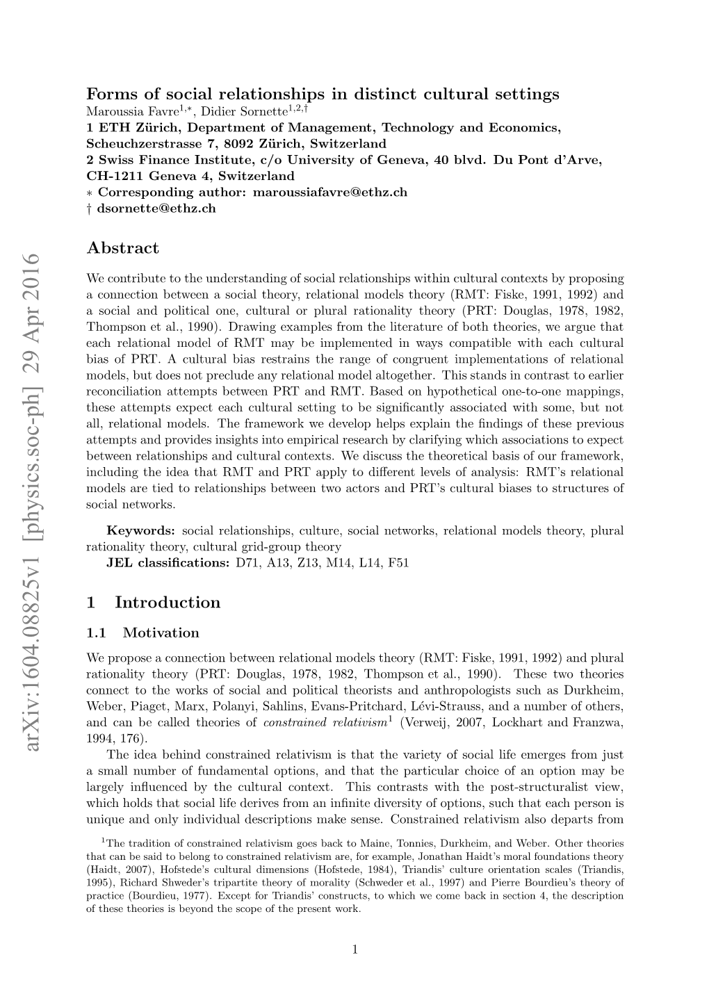 Arxiv:1604.08825V1 [Physics.Soc-Ph] 29 Apr 2016 Nqeadol Niiuldsrpin Aesne Constr Sense