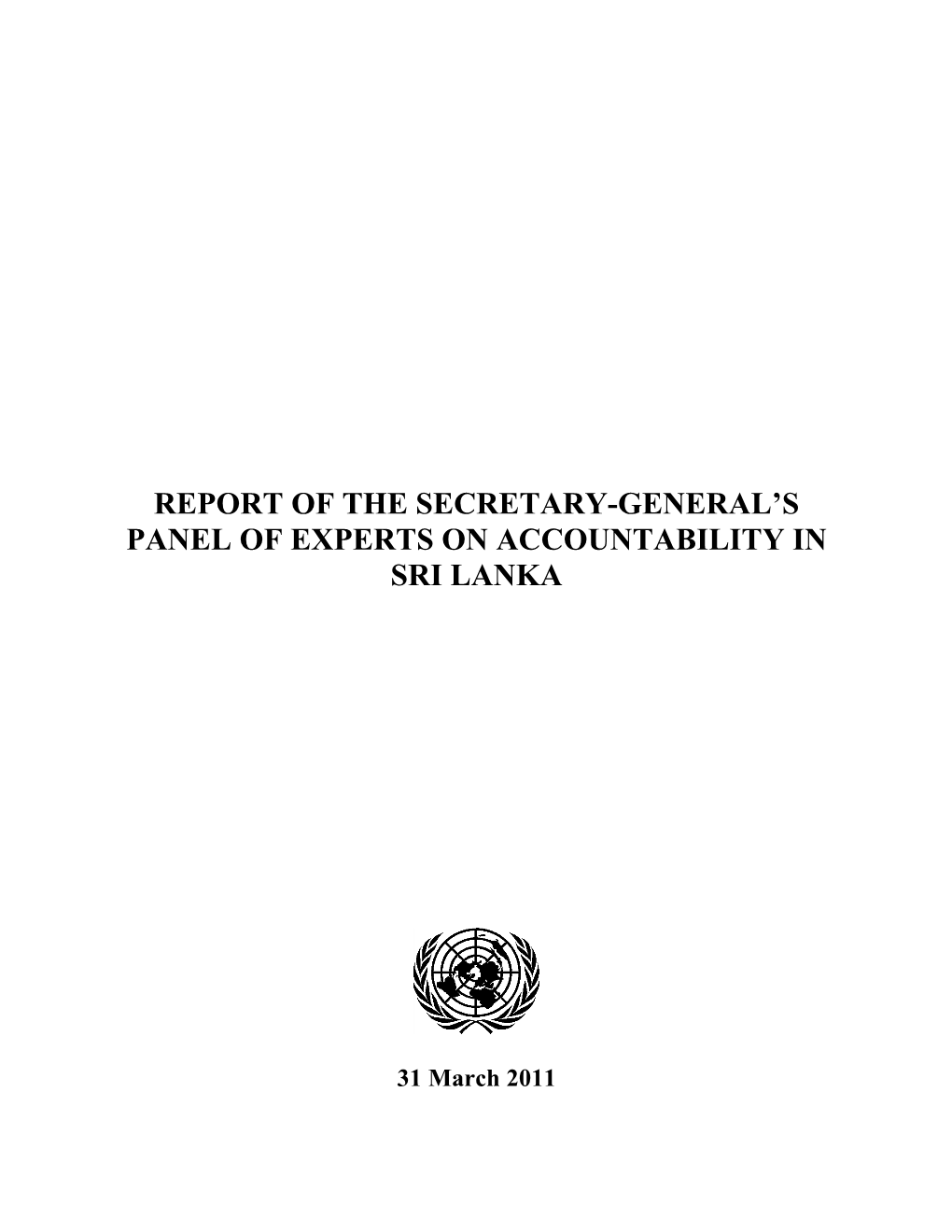Report of the Secretary-General's Panel Of