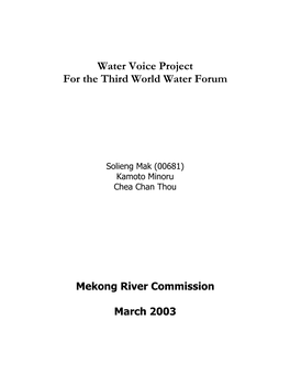 Water Voice Project for the Third World Water Forum