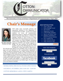 Department of Communication 2018 Newsletter
