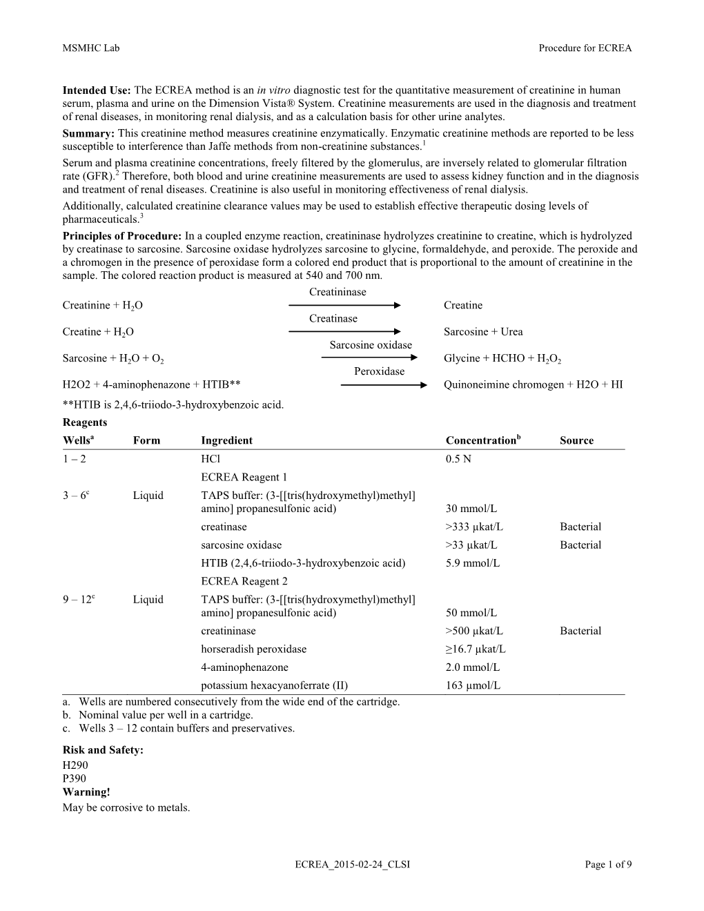 Enzymatic Creatinine