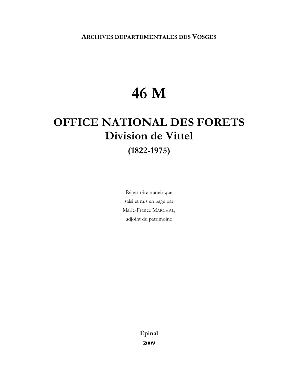 Office National Des Forêts, Division De Vittel 1822-1975.Pdf