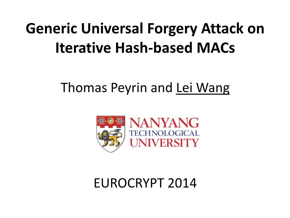 Generic Universal Forgery Attack on Iterative Hash-Based Macs