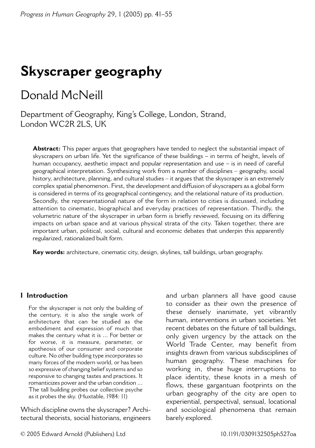 Skyscraper Geography Donald Mcneill