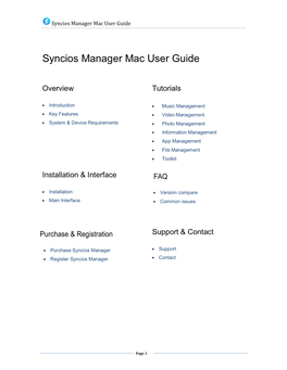 Syncios Manager Mac User Guide