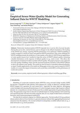 Empirical Sewer Water Quality Model for Generating Influent Data For