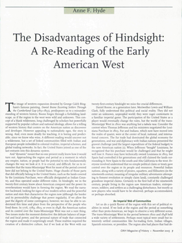 The Disadvantages of Hindsight a Re-Reading Ofthe Early American West