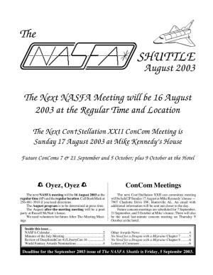 NASFA 'Shuttle' Aug 2003