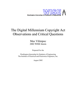 The Digital Millennium Copyright Act Observations and Critical Questions