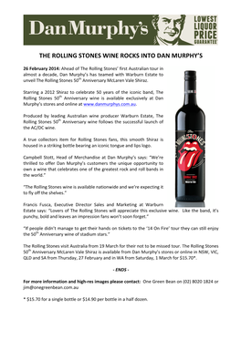 The Rolling Stones Wine Rocks Into Dan Murphy's