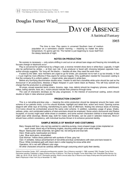 Douglas Turner Ward, Day of Absence, One-Act Play, 1965, Excerpts