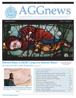 Stained Glass Is DEAD! Long Live Stained Glass! Claire Oliver Gallery New York, NY an Interview with Judith Schaechter Pages 14-17