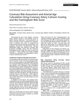 Coronary Risk Assessment and Arterial Age Calculation Using Coronary Artery Calcium Scoring and the Framingham Risk Score