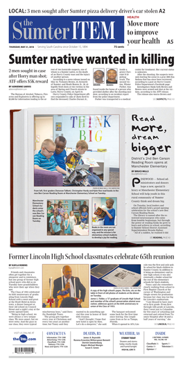 Bigger District’S 2Nd Ben Carson Reading Room Opens at Manchester Elementary by BRUCE MILLS Bruce@Theitem.Com