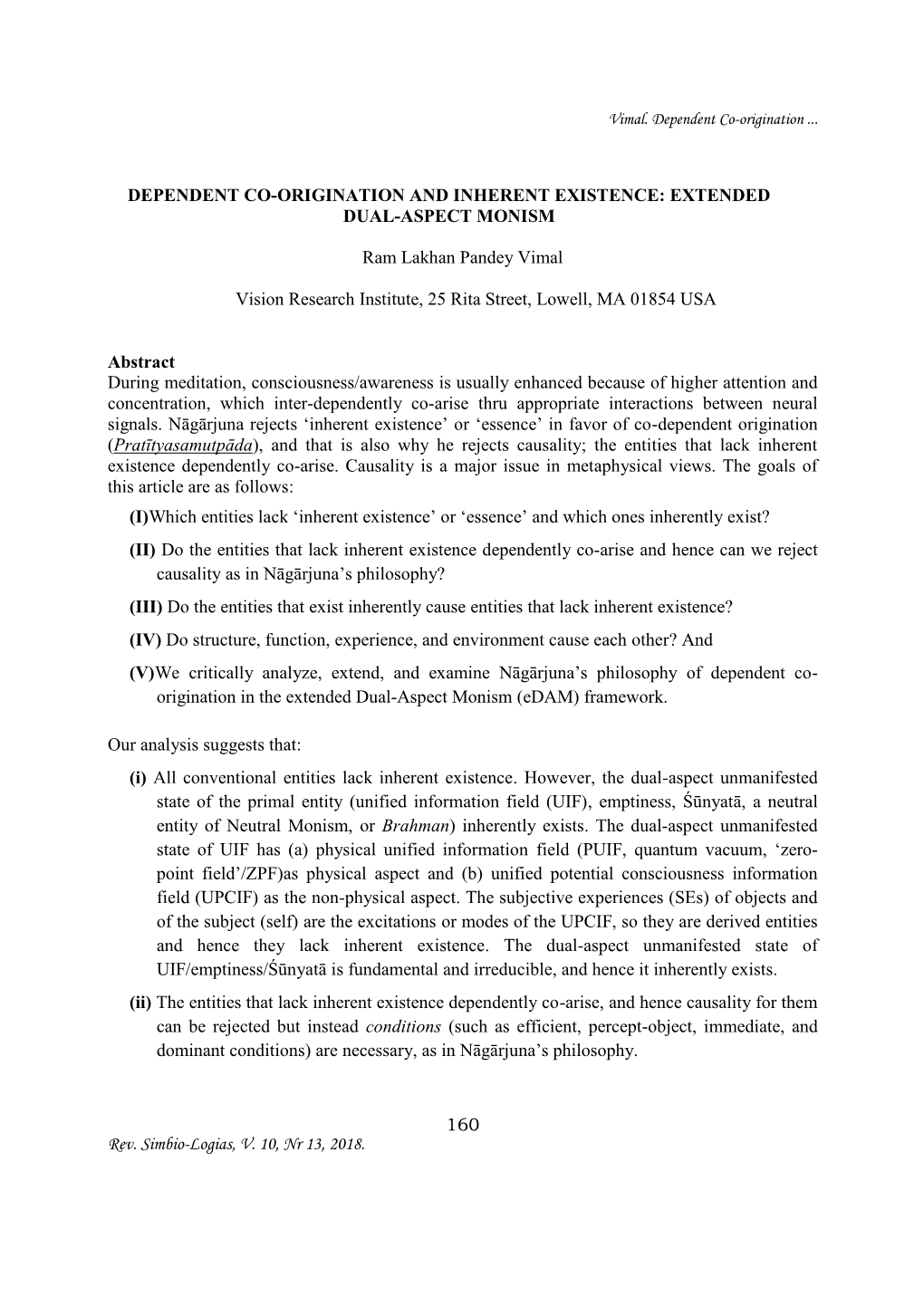 160 Rev. Simbio-Logias, V. 10, Nr 13, 2018. DEPENDENT CO