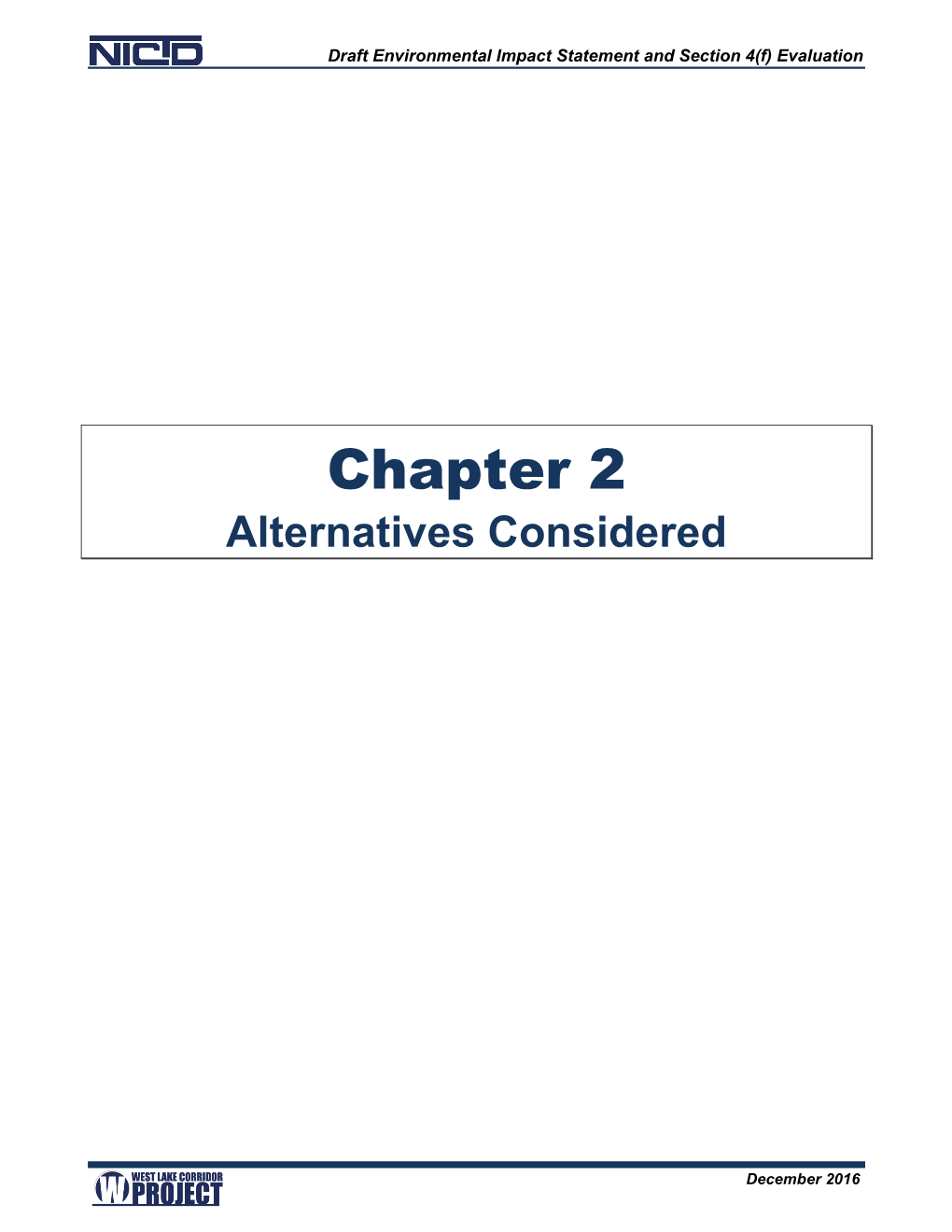 West Lake Corridor DEIS Ch 2 Alternatives Considered