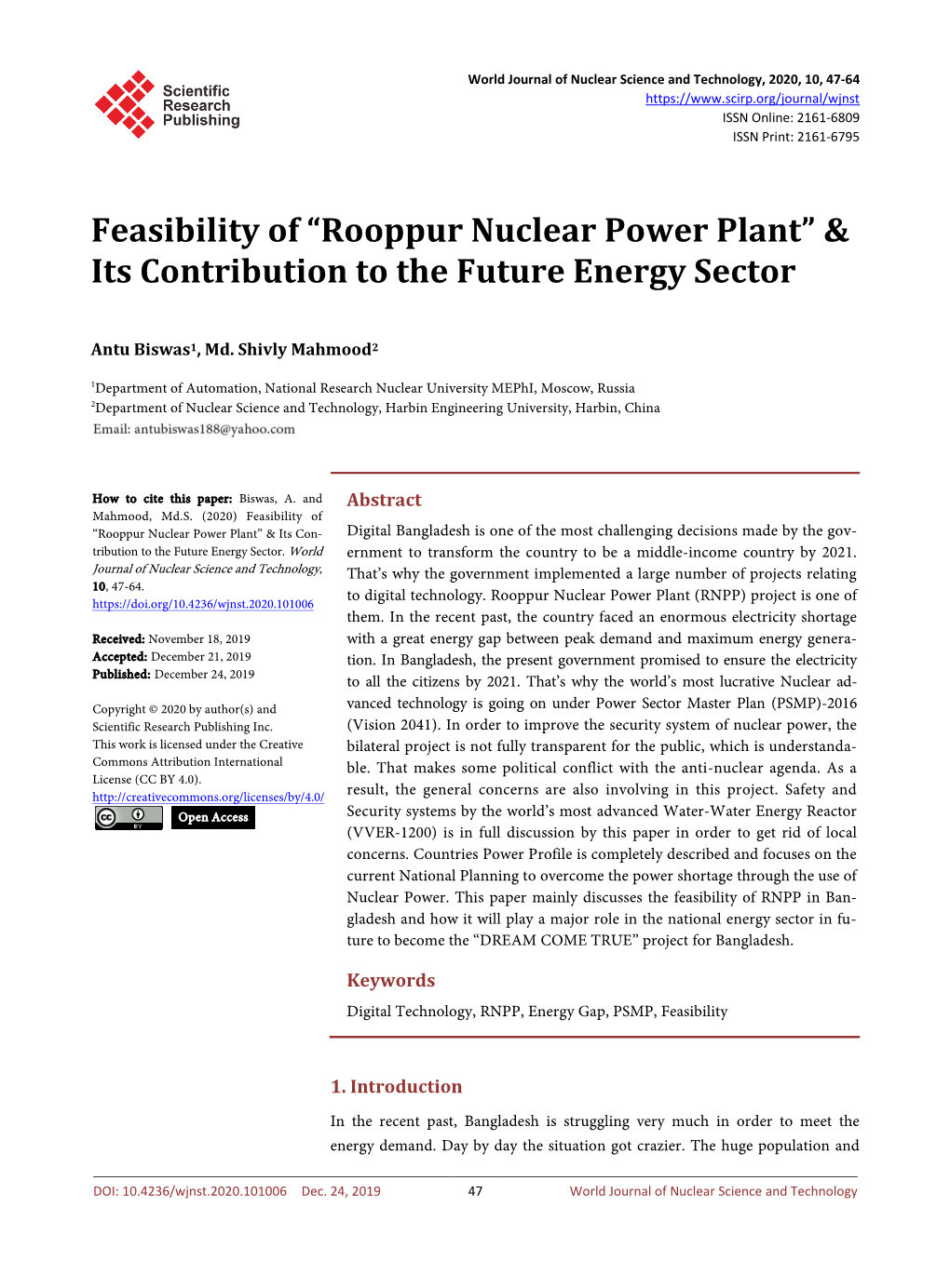 Rooppur Nuclear Power Plant” & Its Contribution to the Future Energy Sector