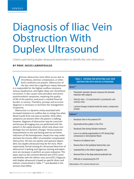 Diagnosis of Iliac Vein Obstruction with Duplex Ultrasound