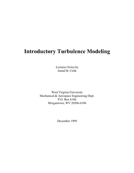Introductory Turbulence Modeling