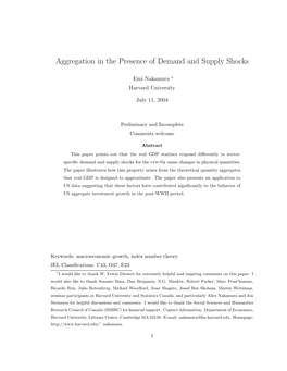 Aggregation in the Presence of Demand and Supply Shocks