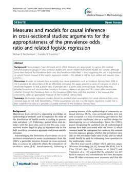 Measures and Models for Causal Inference in Cross-Sectional Studies