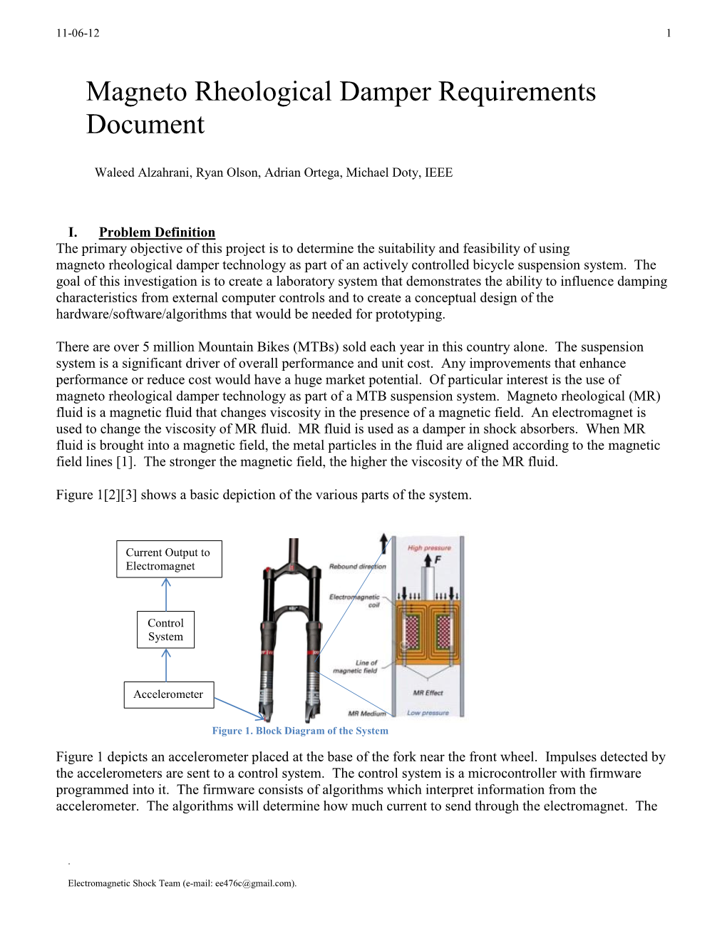 Magneto Rheological Damper Requirements Document