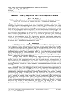 Matched Filtering Algorithm for Pulse Compression Radar