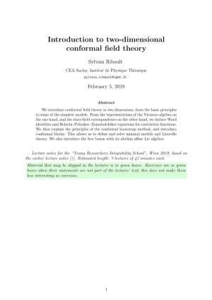 Introduction to Two-Dimensional Conformal Field Theory