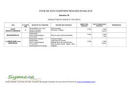 Fiche De Chantier De Mai 2018