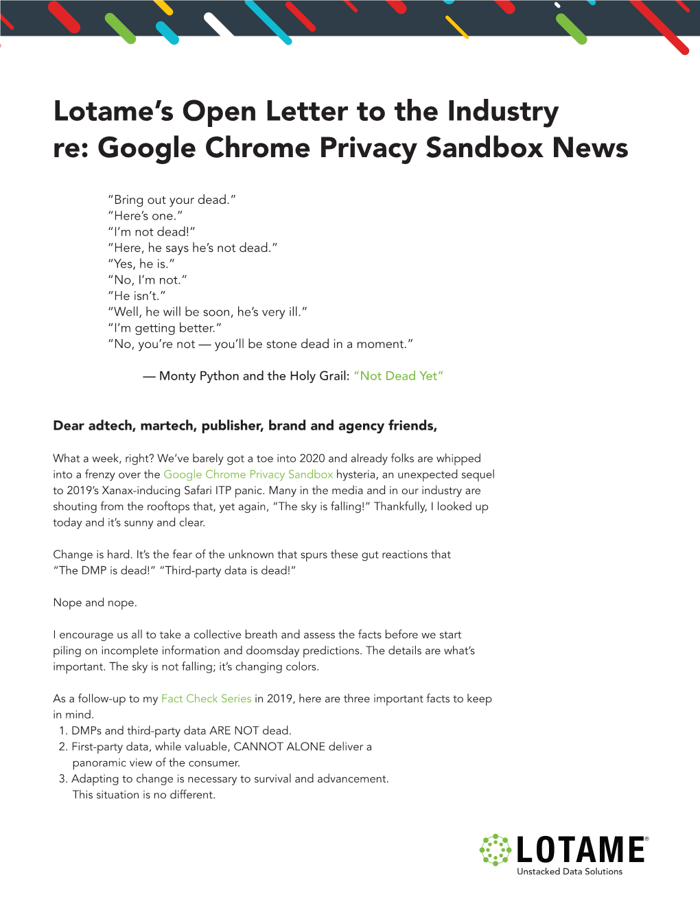 Lotame's Open Letter to the Industry Re: Google Chrome Privacy Sandbox