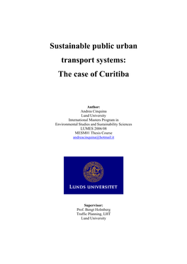 Public Urban Transport Systems: the Case of Curitiba
