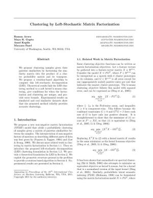 Clustering by Left-Stochastic Matrix Factorization