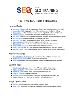 100+ Free SEO Tools & Resources