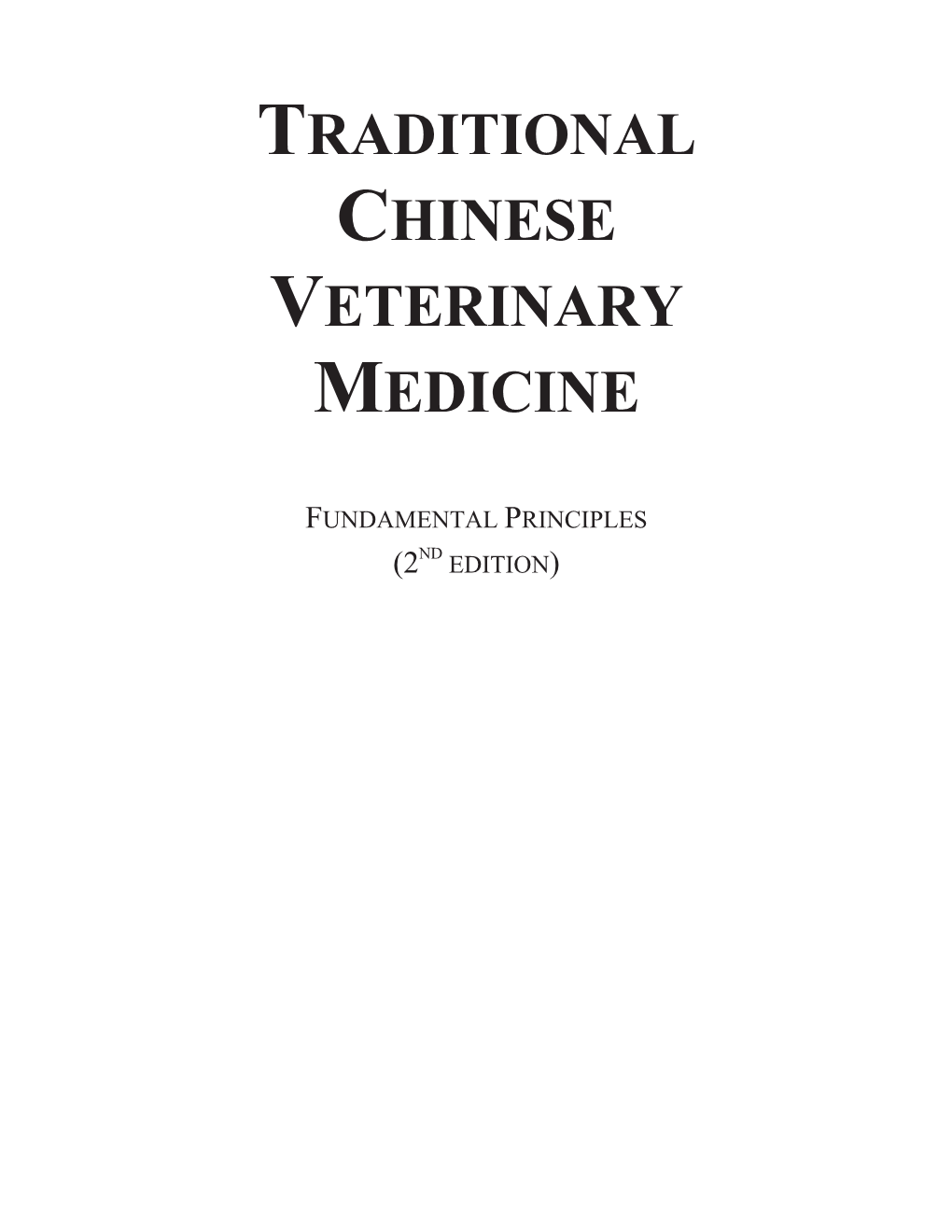 Traditional Chinese Veterinary Medicine