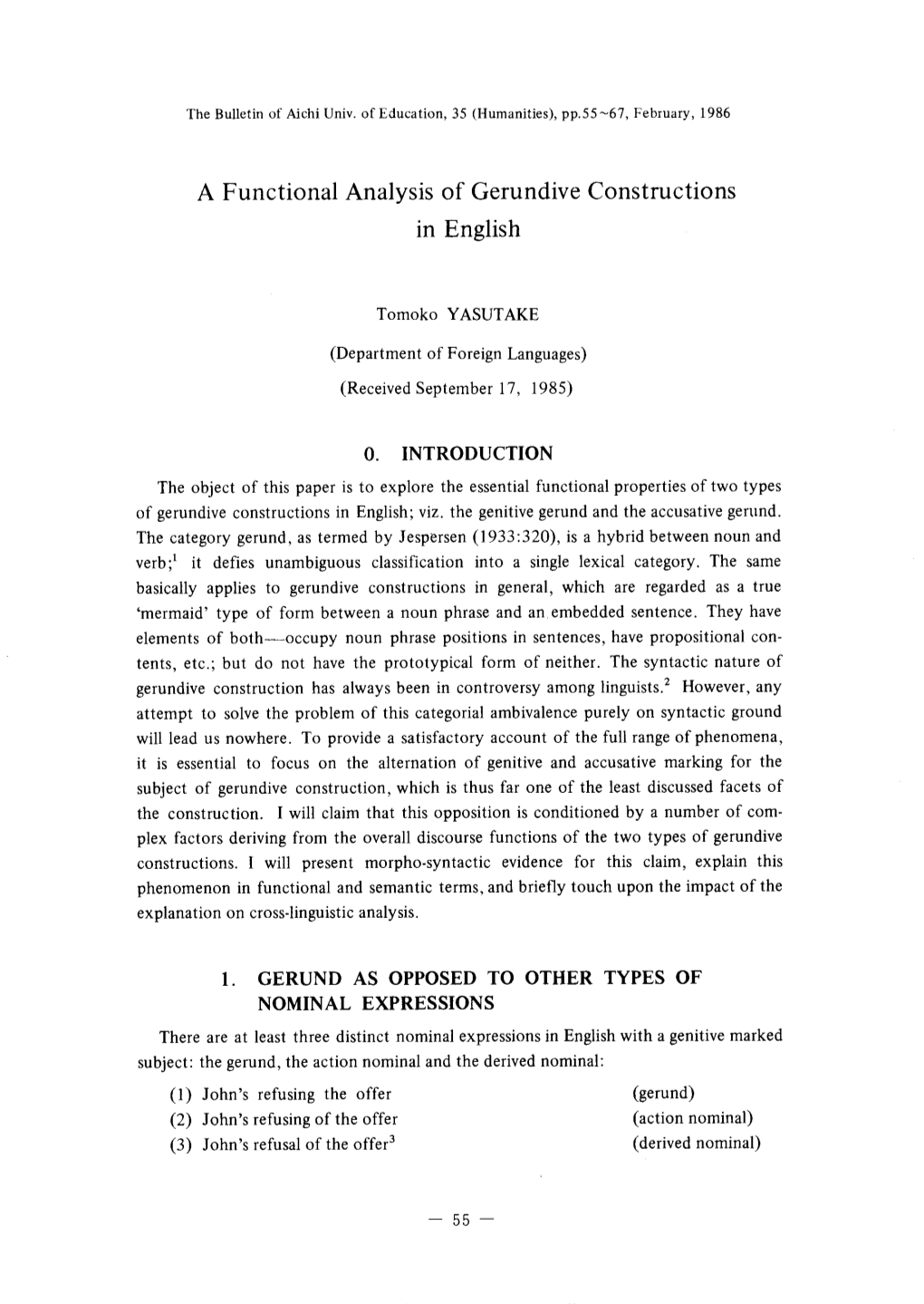A Functional Analysis of Gerundive Constructions in English