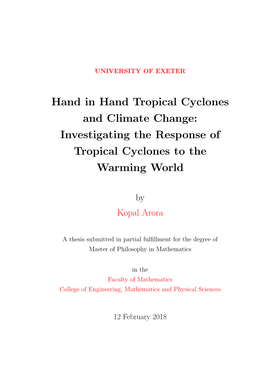 Hand in Hand Tropical Cyclones and Climate Change: Investigating the Response of Tropical Cyclones to the Warming World