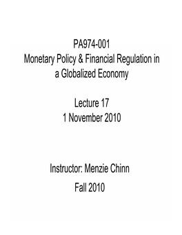 PA974 001-001 Monetary Policy & Financial Regulation in A