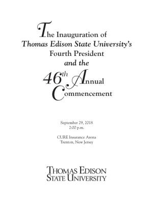 He Inauguration of Thomas Edison State University's Fourth President