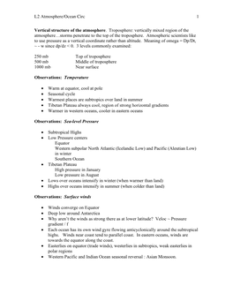 L2 Atmosphere/Ocean Circ 1