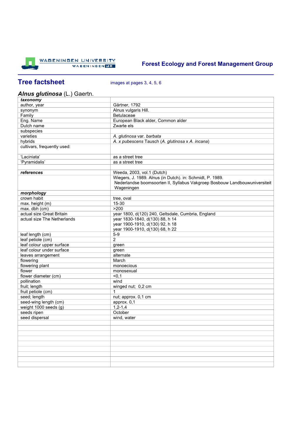 Tree Factsheet Images at Pages 3, 4, 5, 6