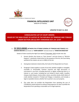 Financial Intelligence Unit – Trinidad and Tobago
